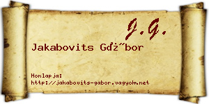 Jakabovits Gábor névjegykártya